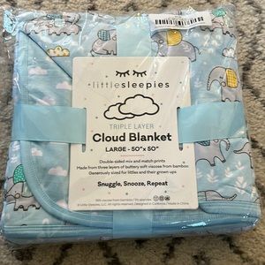 Little sleepies blue elephant cloud blanket New